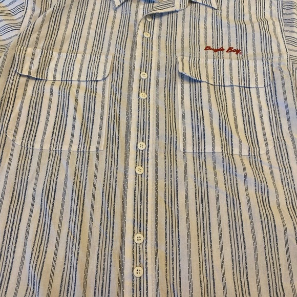 Bugle Boy Button Down Short Sleeve Shirt Size Medium Color Blue And White - Picture 6 of 7
